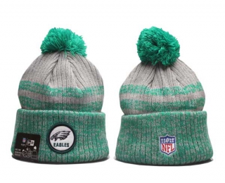 NFL Philadelphia Eagles New Era Green 2022 Sideline Historic Cuffed Pom Knit Hat 5014