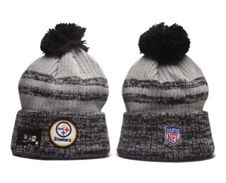 NFL Pittsburgh Steelers New Era Grey 2022 Sideline Historic Cuffed Pom Knit Hat 5021
