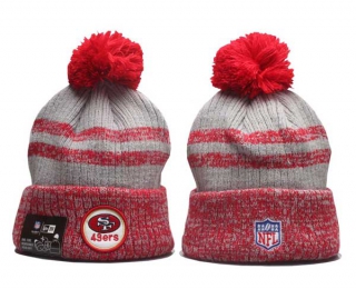 NFL San Francisco 49ers New Era Scarlet 2022 Sideline Historic Cuffed Pom Knit Hat 5023