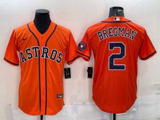 Men's Houston Astros #2 Alex Bregman Orange With Patch Stitched MLB Cool Base Nike Jersey