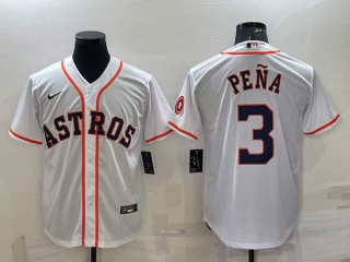 Men's Houston Astros #3 Jeremy Pena White With Patch Stitched MLB Cool Base Nike Jersey