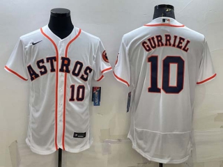 Men's Houston Astros #10 Yuli Gurriel White Stitched MLB Flex Base Nike Jersey