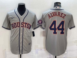 Men's Houston Astros #44 Yordan Alvarez Grey With Patch Stitched MLB Cool Base Nike Jersey