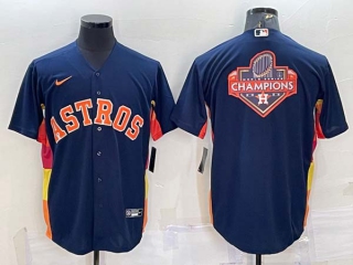 Men's Houston Astros Navy Blue Champions Big Logo Stitched MLB Cool Base Nike Jersey