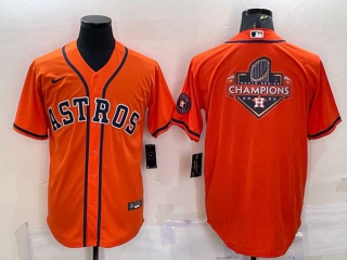 Men's Houston Astros Orange Champions Big Logo With Patch Stitched MLB Cool Base Nike Jersey