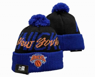 NBA New York Knicks New Era Black Royal Confident Cuffed Knit Hat with Pom 3006