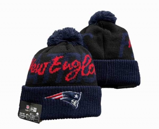 NFL New England Patriots New Era Black Navy Confident Cuffed Knit Hat with Pom 3052