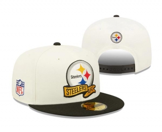 NFL Pittsburgh Steelers New Era Cream Black 2022 Sideline 9FIFTY Snapback Hat 6035