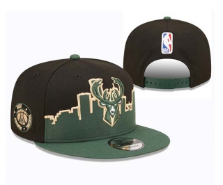 NBA Milwaukee Bucks New Era Green Black 2022 Tip-Off 9FIFTY Snapback Hats 3024