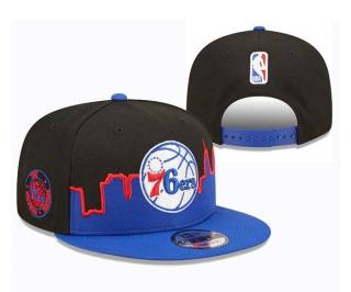 NBA Philadelphia 76ers New Era Royal Black 2022 Tip-Off 9FIFTY Snapback Hats 3012