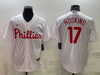 Men's Philadelphia Phillies #17 Rhys Hoskins White Stitched MLB Cool Base Nike Jersey