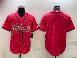 Men's Atlanta Falcons Blank Red With Patch Cool Base Stitched Baseball Jersey