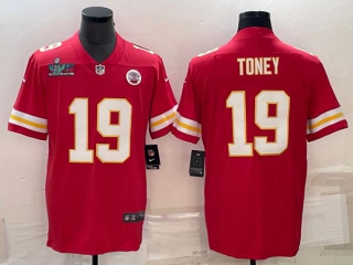 Men's Kansas City Chiefs #19 Kadarius Toney Red Super Bowl LVII Patch Vapor Untouchable Limited Stitched Football Jersey