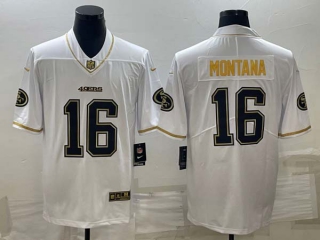 Men's San Francisco 49ers #16 Joe Montana White Gold Vapor Untouchable Limited Stitched Jersey
