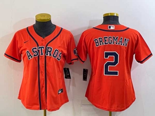Women's Houston Astros #2 Alex Bregman Orange With Patch Stitched MLB Cool Base Nike Jersey
