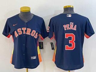 Women's Houston Astros #3 Jeremy Pena Navy Blue With Patch Stitched MLB Cool Base Nike Jersey