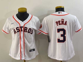 Women's Houston Astros #3 Jeremy Pena White With Patch Stitched MLB Cool Base Nike Jersey