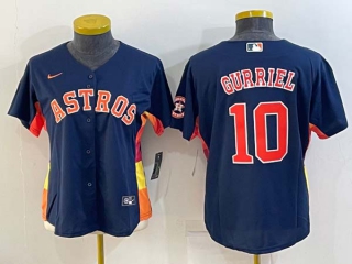 Women's Houston Astros #10 Yuli Gurriel Navy Blue With Patch Stitched MLB Cool Base Nike Jersey