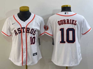 Women's Houston Astros #10 Yuli Gurriel Number White With Patch Stitched MLB Cool Base Nike Jersey