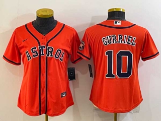 Women's Houston Astros #10 Yuli Gurriel Orange With Patch Stitched MLB Cool Base Nike Jersey