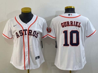 Women's Houston Astros #10 Yuli Gurriel White With Patch Stitched MLB Cool Base Nike Jersey