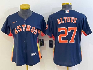 Women's Houston Astros #27 Jose Altuve Navy Blue With Patch Stitched MLB Cool Base Nike Jersey
