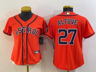 Women's Houston Astros #27 Jose Altuve Orange With Patch Stitched MLB Cool Base Nike Jersey