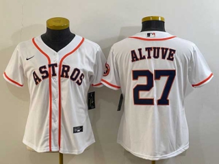 Women's Houston Astros #27 Jose Altuve White With Patch Stitched MLB Cool Base Nike Jersey