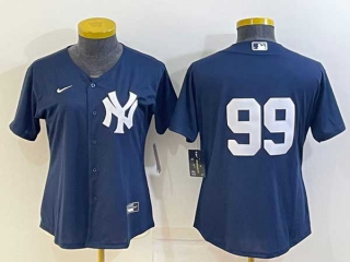 Women's New York Yankees #99 Aaron Judge No Name Navy Blue Stitched MLB Cool Base Nike Jersey