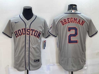 Men's Houston Astros #2 Alex Bregman Grey With Patch Stitched MLB Flex Base Nike Jersey
