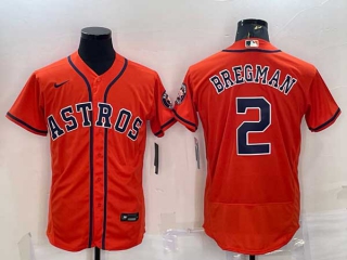Men's Houston Astros #2 Alex Bregman Orange With Patch Stitched MLB Flex Base Nike Jersey