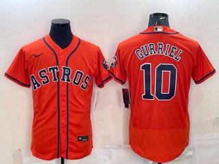 Men's Houston Astros #10 Yuli Gurriel Orange With Patch Stitched MLB Flex Base Nike Jersey