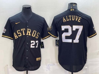 Men's Houston Astros #27 Jose Altuve Black Gold Stitched MLB Cool Base Nike Jersey