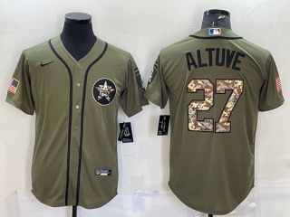 Men's Houston Astros #27 Jose Altuve Green Salute to Service Stitched Baseball Jersey