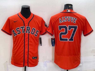 Men's Houston Astros #27 Jose Altuve Orange With Patch Stitched MLB Flex Base Nike Jersey