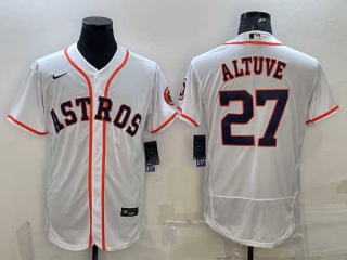 Men's Houston Astros #27 Jose Altuve White With Patch Stitched MLB Flex Base Nike Jersey