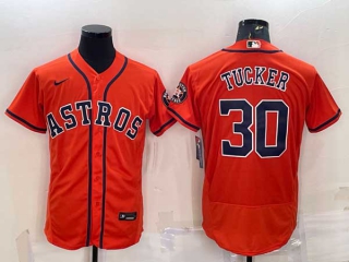 Men's Houston Astros #30 Kyle Tucker Orange With Patch Stitched MLB Flex Base Nike Jersey