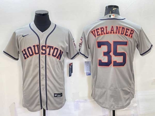 Men's Houston Astros #35 Justin Verlander Grey With Patch Stitched MLB Flex Base Nike Jersey