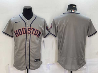 Men's Houston Astros Blank Grey With Patch Stitched MLB Flex Base Nike Jersey