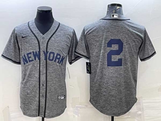 Men's New York Yankees #2 Derek Jeter No Name Grey Gridiron Cool Base Stitched Nike Jersey