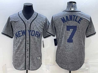 Men's New York Yankees #7 Mickey Mantle Grey Gridiron Cool Base Stitched Nike Jersey