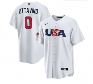 Men's USA Baseball #0 Adam Ottavino Nike White 2023 World Baseball Classic Replica Jersey