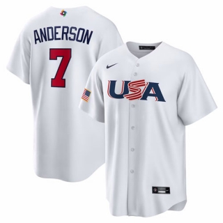 Men's USA Baseball #7 Tim Anderson Nike White 2023 World Baseball Classic Replica Jersey