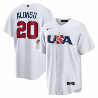 Men's USA Baseball #20 Pete Alonso Nike White 2023 World Baseball Classic Replica Jersey