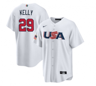 Men's USA Baseball #29 Merrill Kelly Nike White 2023 World Baseball Classic Replica Jersey
