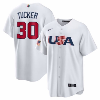 Men's USA Baseball #30 Kyle Tucker Nike White 2023 World Baseball Classic Replica Jersey