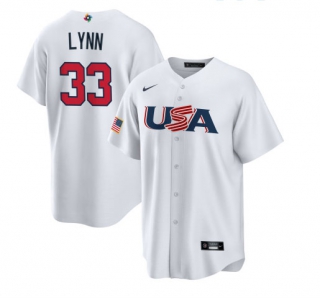 Men's USA Baseball #33 Lance Lynn Nike White 2023 World Baseball Classic Replica Jersey