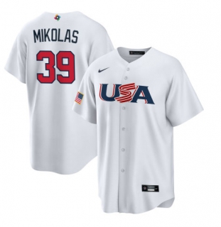 Men's USA Baseball #39 Miles Mikolas Nike White 2023 World Baseball Classic Replica Jersey