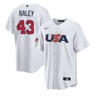 Men's USA Baseball #43 Brooks Raley Nike White 2023 World Baseball Classic Replica Jersey