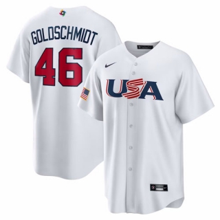 Men's USA Baseball #46 Paul Goldschmidt Nike White 2023 World Baseball Classic Replica Jersey